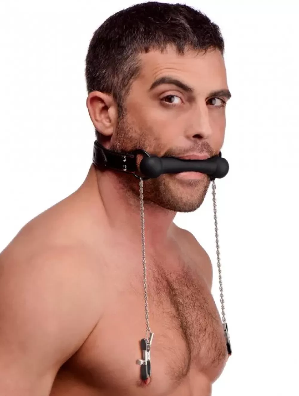 Online Healthy & Active Silicone Bit Gag with Nipple Clamps
