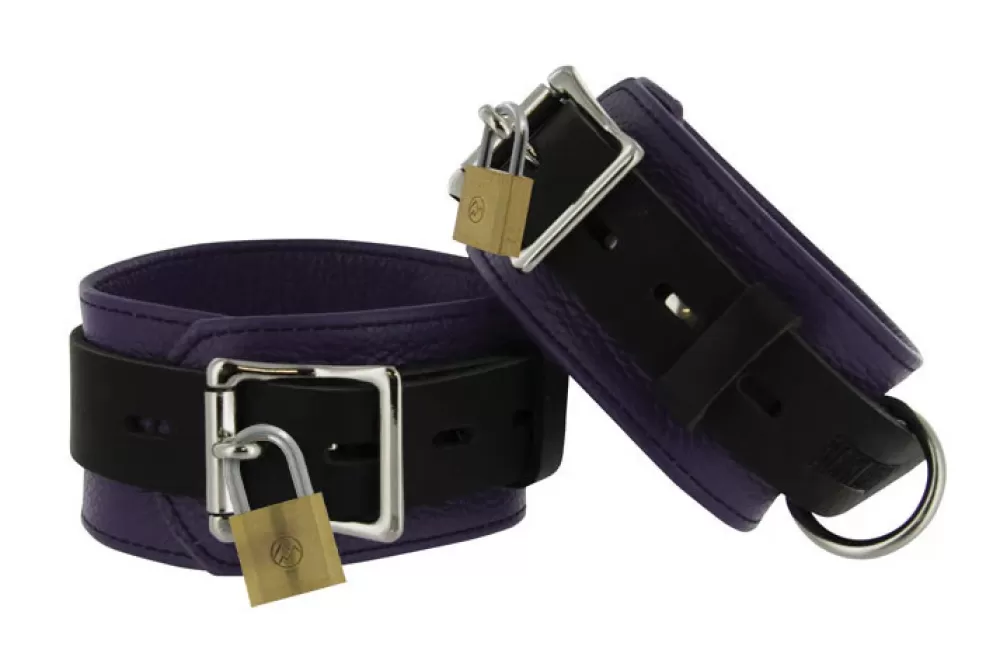 Best Sale Healthy & Active Strict Leather Deluxe Locking Black/Purple Cuffs