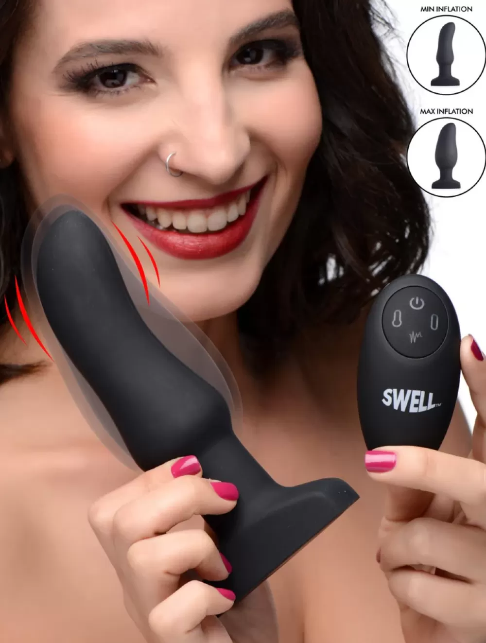 Online Healthy & Active Swell Curved Inflatable 10X Vibrating Anal Plug