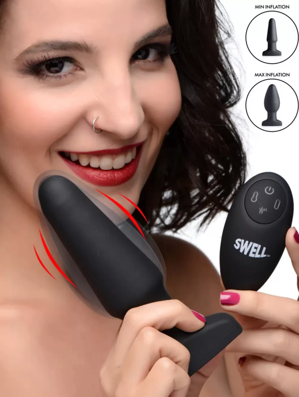 Sale Healthy & Active Swell Tapered Inflatable 10X Vibrating Anal Plug