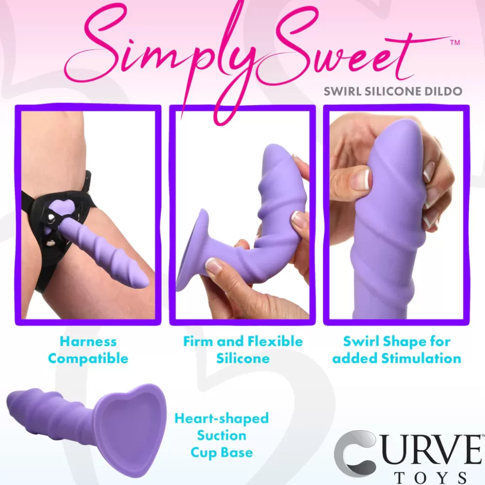 Hot Healthy & Active Swirl Silicone Purple Dildo