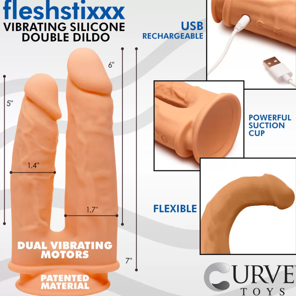 Shop Healthy & Active Tan Vibrating Silicone Double Dildo