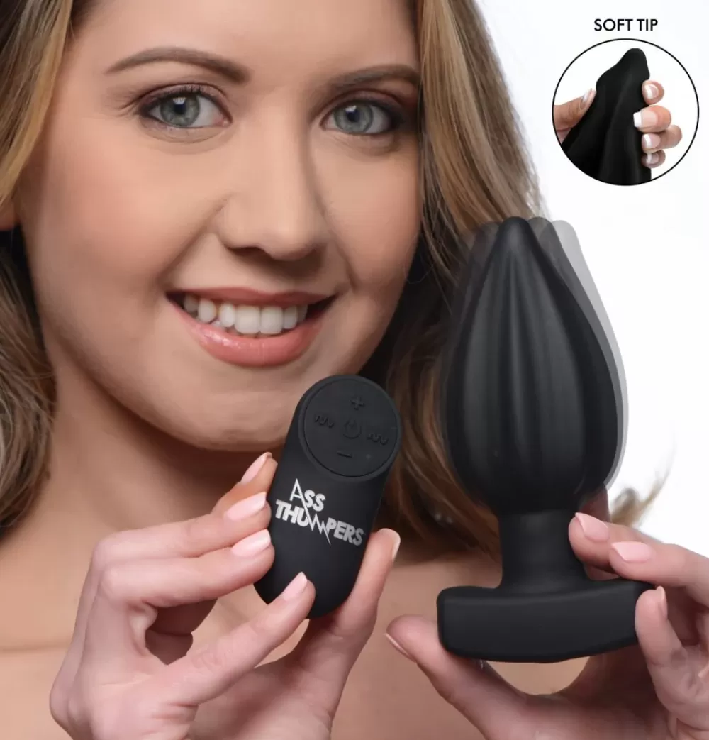 Shop Healthy & Active The Assterisk 10X Ribbed Silicone Remote Control Vibrating Butt Plug