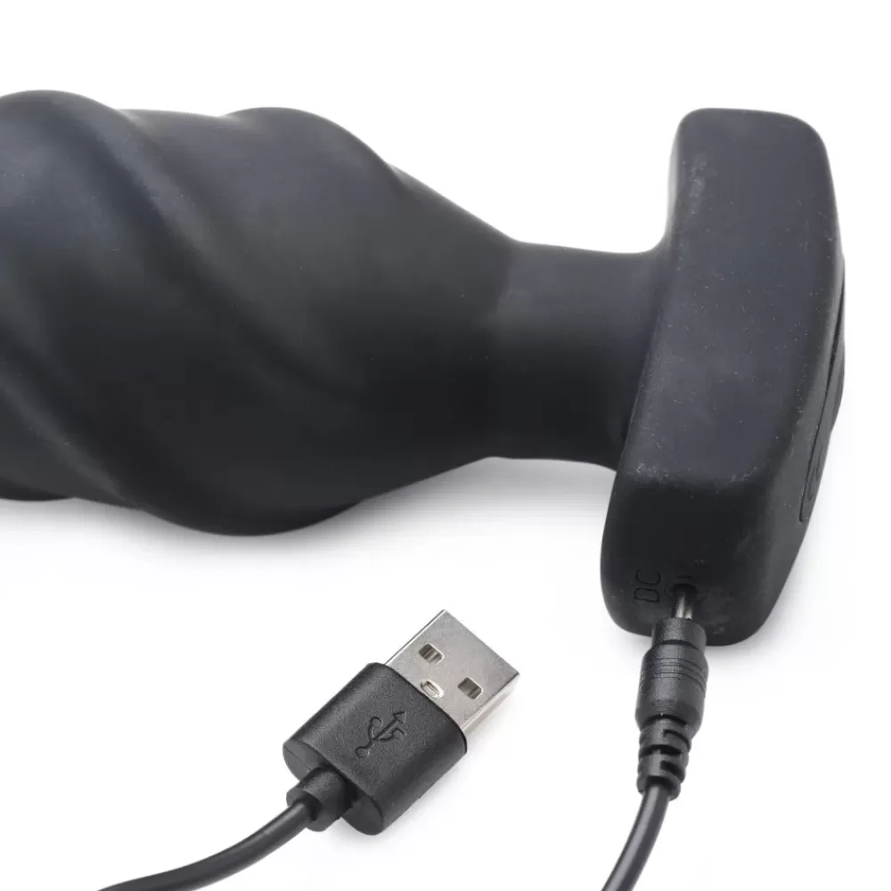 Fashion Healthy & Active The Driller 10X Swirled Silicone Remote Control Vibrating Butt Plug