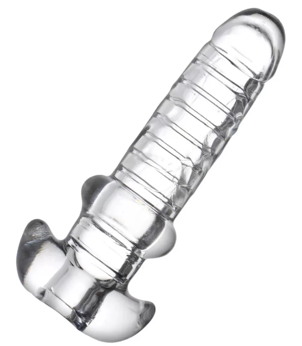 Store Healthy & Active Tight Hole Clear Ribbed Penis Sheath