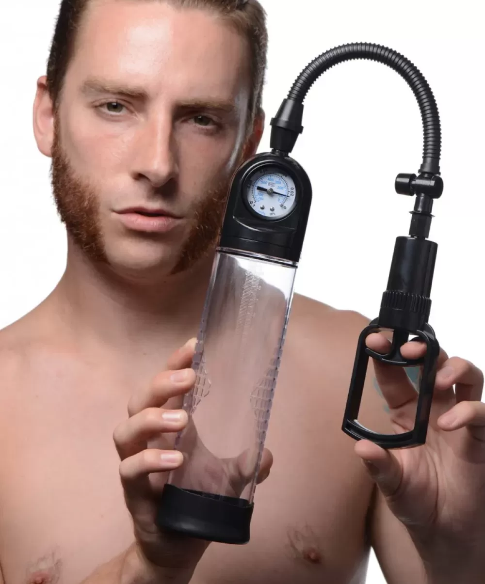 Cheap Healthy & Active Trigger Penis Pump with Built-in Pressure Gauge