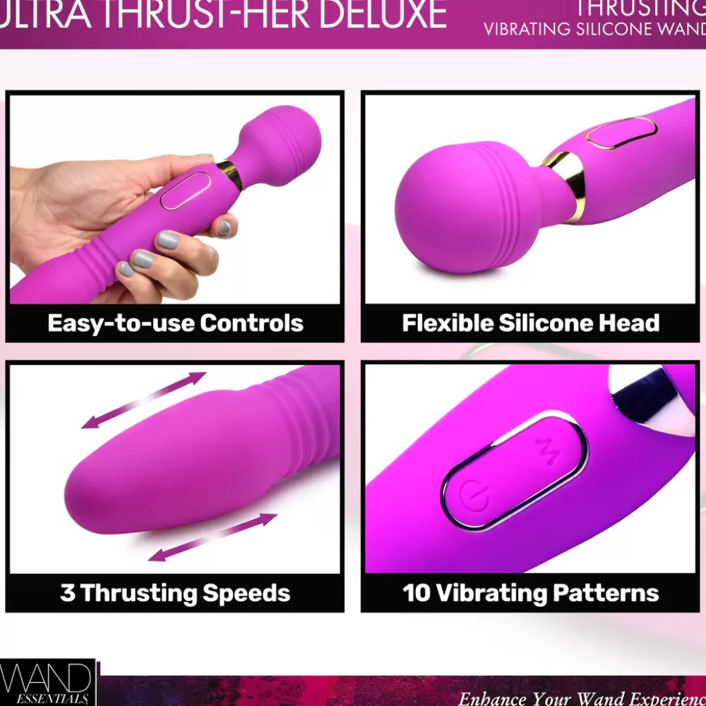 Outlet Healthy & Active Ultra Thrust-Her Deluxe Thrusting and Vibrating Silicone Wand