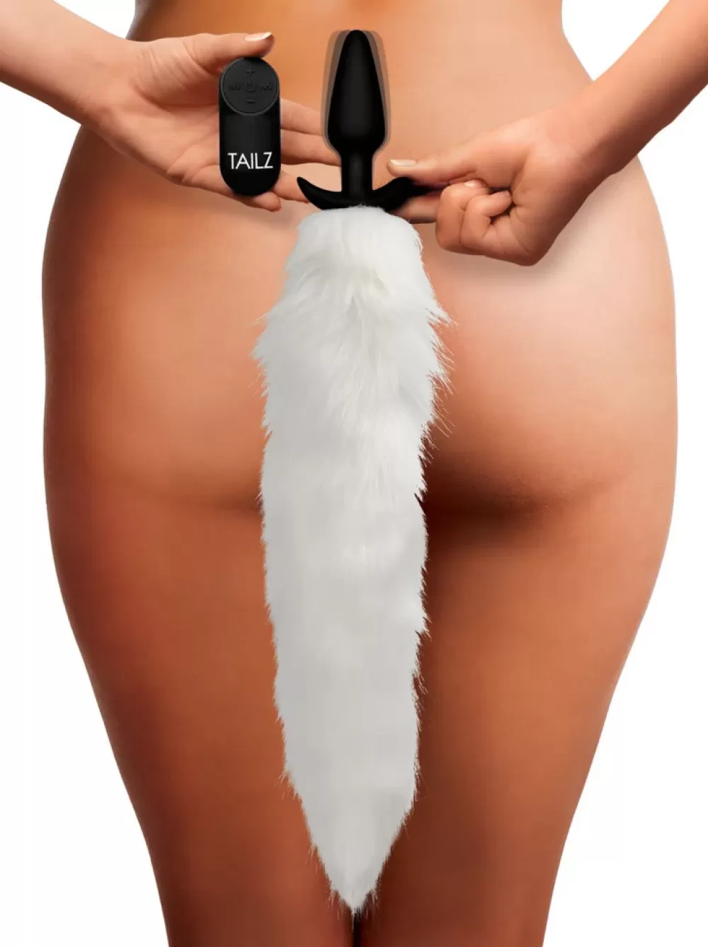 New Healthy & Active Vibrating White Fox Tail Slender Anal Plug