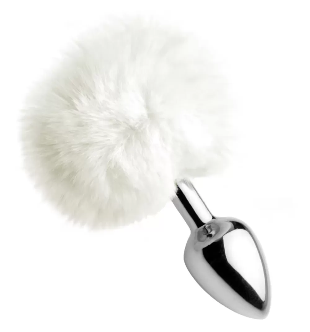 Hot Healthy & Active White Fluffy Bunny Tail Anal Plug